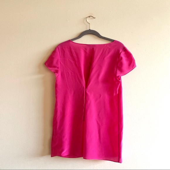 BANANA REPUBLIC Bright pink silk blouse Darts Flowy short sleeve top Medium - Picture 6 of 11